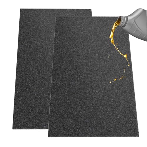 AAIN 2 Pcs Oil Spill Mat,Dual Material Synthesis, Waterproof & Highly Absorbent.36x59IN Garage Floor Mats for Oil, Water & Liquids. Perfect for Gyms & Shops