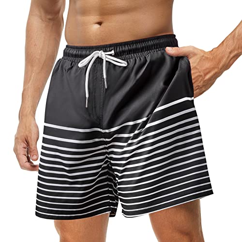 Mens Swim Trunks with Compression Liner 2 in 1 Quick Dry Bathing Suit Swim Shorts Boxer Brief Liner