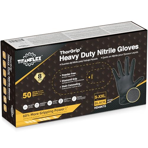 TitanFlex Nitrile Gloves, Black, Small, 100 Count, Protective