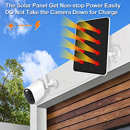 7W Solar Panel for Security Camera Outdoor, 5V Solar Panel Charger, Compatible with Rechargeable Battery Powered Cam, Micro USB & USB-C Port, 9.8ft Cable, 360° Adjustable Bracket (2 Pack)