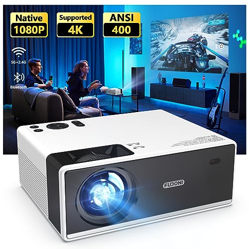 FUDONI Projector with WiFi and Bluetooth, Outdoor Portable 4K Support Projector 18000L HD 1080P Max 300" Display Zoom, Movie Video Home Theater Projector Compatible with HDMI/USB/Phone/Laptop/TV Stick