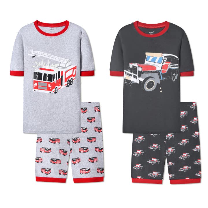 Joyond Boys Pajamas Set for Toddler Size 3 Cotton Clothes 4-Pieces Snug-Fit Pjs Kids Casual Long Sleeve Sleepwear Set (Black & Colorful Dinsoaur,3T)