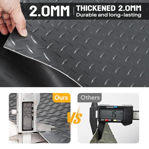 TUFFIOM 5 x 10 FT Garage Floor Mat, Thickened Diamond Plate PVC Garage Mats Flooring Roll for Under Car, Garage Parking Mats for SUVs, Golf Cart, Sports Car