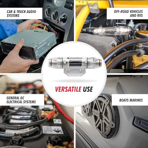 InstallGear 1/0 Gauge AWG In-Line ANL Fuse Holder (100A)