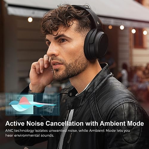 Edifier WH700NB Wireless Active Noise Cancellation Over-Ear Headphones, Bluetooth 5.3 Foldable Lightweight Headset, Dual Device Connection, 68-Hour Battery Life, for Travel, Home Office - Black