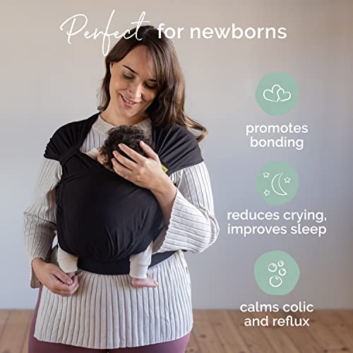 Boba Bliss Hybrid Baby Carrier Newborn to Toddler - 2-in-1 Baby Wrap & Baby Carrier - Pre-Wrapped Baby Sling Wrap Newborn - Certified Hip-Healthy - Soft & Stretchy Baby Sling Carrier- 7-35 lbs (Black)