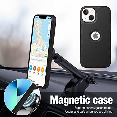 WenBelle for iPhone 13 (6.1 inch), 2-in-1 Magnetic Detachable TPU Shockproof Genuine Leather Wallet Case,RFID Blocking Protection,Viewing Stand and Card Slots Flip Cases (Black)