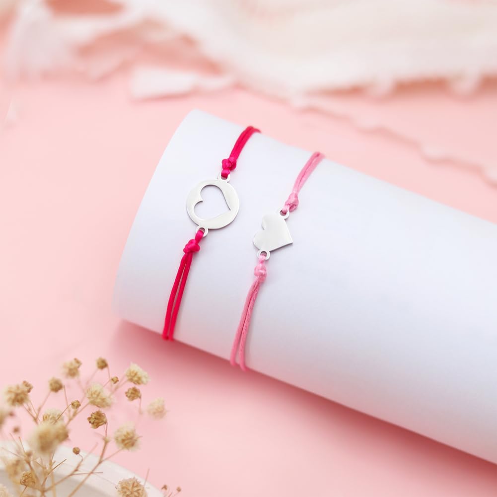 Breezy Valley Back to School Bracelet Mommy and Me Matching Bracelet Set Gifts - First Day of School Bracelet Gift for Students Girls Kids, Mother and Daughter Heart Charm Bracelets for Kindergarten