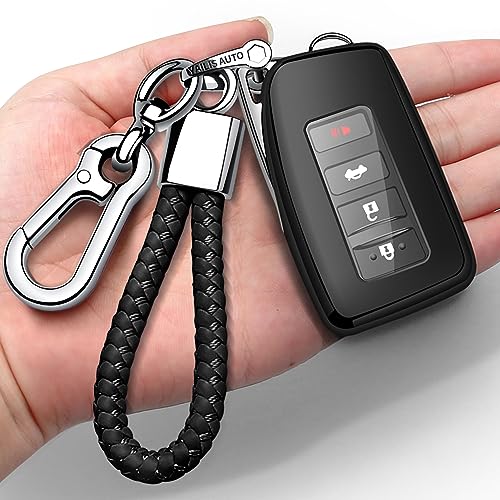 Autophone Compatible with Lexus Key Fob Cover with Keychain Soft TPU 360 Degree Protection Key Shell Case for RX ES GS LS NX RS GX LX RC LC Smart Key-Black