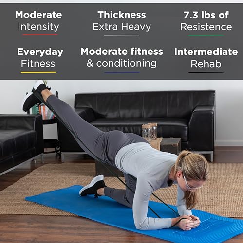 THERABAND Resistance Band 50 Yard Roll, Special Heavy Black Non-Latex Professional Elastic Bands For Upper & Lower Body Exercise, Physical Therapy, Pilates, & Rehab, Dispenser Box, Level 6