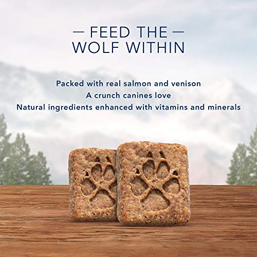 Blue Buffalo Wilderness Denali Biscuits High Protein Grain Free Crunchy Dog Treats, Wild Salmon, Venison, & Halibut 8-oz bag