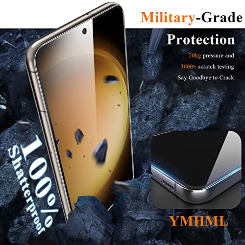 YMHML 3 Pack for Samsung Galaxy S23 Screen Protector Tempered Glass Upgrade Fingerprint Unlock Compatible for 3 Pack Camera Lens Protector, HD Clear Case Friendly Full Screen Protector for Galaxy S23