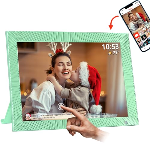 Frameo 32GB Digital Photo Frame 10.1 inch Digital Picture Frame Share Videos and Photos Instantly by Frameo App 1280X800 IPS Touch Screen Wall Mountable, Auto-Rotate,Motion Sensors(Green)