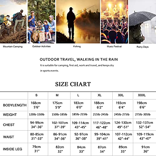 HANMENGXUAN Rain Suits for Men Women Waterproof, Breathable Rain Coats, Durable Rain Gear Jacket Pants(Black,Small)