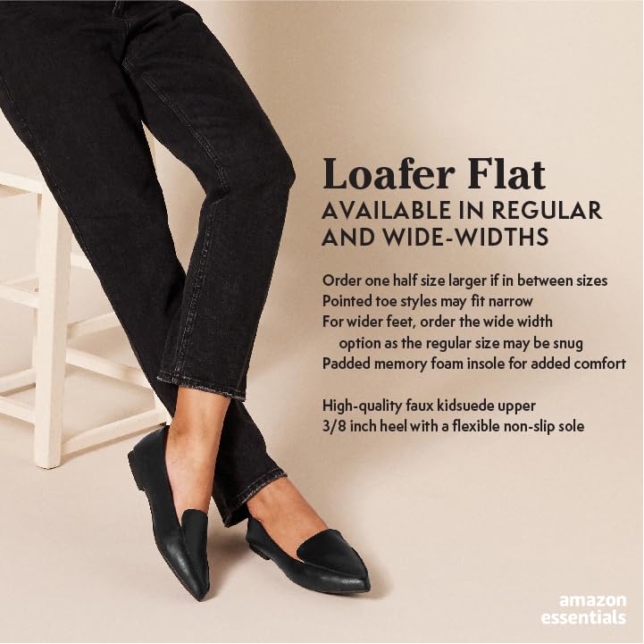 Amazon Essentials Women's Loafer Flat, Navy Microsuede, 14 Wide