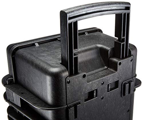 Amazon Basics Hard Camera Case with Wheels, Large, Black, Solid, 22"L x 14"W x 9.8"H