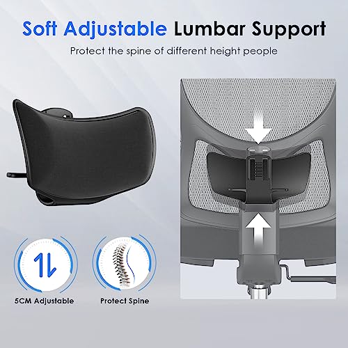 Soohow Ergonomic Mesh Office Chair, Computer Desk Chair Ergonomic, High Back Office Chair with Headrest, Adjustable Lumbar Support and 3D Armrests,Blue.