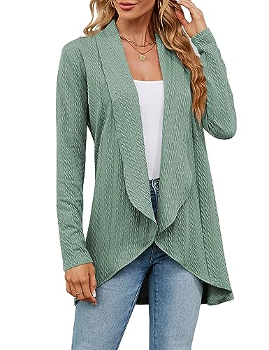 Cardigan for Women Dressy Long Sleeve Sweaters Autumn Casual Lightweight Knit Open Front Fall Fashion Outfits Army Green S