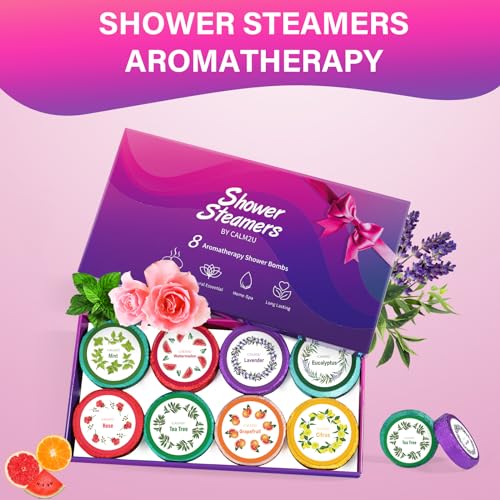 CALM2U Shower Steamers Aromatherapy - Birthday Gifts for Women 8 Pack Shower Bombs with Essential Oils, SPA Self Care Gifts for Women Who Have Everything, Christmas Gifts, Stocking Stuffers for Women