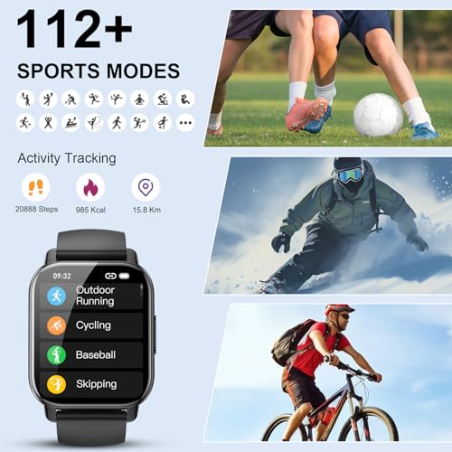 Smart Watch for Men/Women with Bluetooth Call/Message Reminder, Fitness Watch 1.85" HD Touch Screen, Activity Tracker Heart Rate/Sleep/Spo2/Steps Monitor, 112+ Sport Mode, Smartwatch for Android/iOS