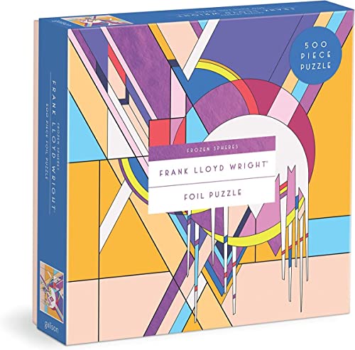 Galison Frank Lloyd Wright Frozen Spheres – 500 Piece Foil Puzzle with Beautiful Shimmering and Geometric Artwork with Gold Foil Accents