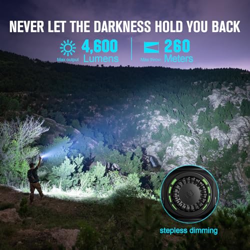 OLIGHT Seeker 4 Pro Rechargeable Flashlights, High Powerful Bright Flashlight 4600 Lumens with USB C Holster, Waterproof for Emergencies, Camping, Searching (Matte Black Cool White)