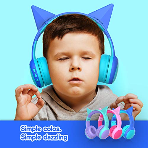 gorsun Kids Bluetooth Headphones with Microphone,Toddler Wireless Headsets with 85dB Volume Limited Hearing Protection,Stereo Over-Ear Headphones for Boys and Girls (Blue)
