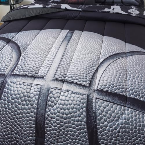 ADASMILE A & S Kids Basketball Comforter Set Twin Size Sports Bedding Sets for Boys Teens 6 Pieces Bed in A Bag Gaming Theme Quilt Set with Ball Sport Sheets and Pillowcases Home Decor