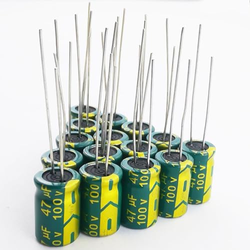 YUNGUI 20pcs 47uF 100V Capacitor,47uf Electrolytic Capacitors High Frequency Aluminum Radial Leads Polarized Capacitor 8X12MM
