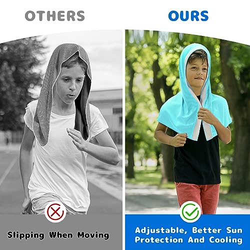 Sukeen Mini Cooling Towels for Neck and Face, Cooling Hoodie Towels for Kids, Lightweight Soft Breathable Cooling Hooded Towel Kids for Sports, Exercise, School and More Activities, Macaron Blue