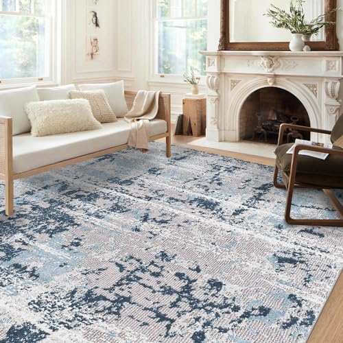 QD-Udreamy 5x7 Area Rugs - Machine Washable Area Rugs 5x7 for Living Room, Soft Washable Rugs 5x7, Non-Slip Washable Area Rug, Stain Resistant Abstract Low Pile Thin Washable Rug 5x7