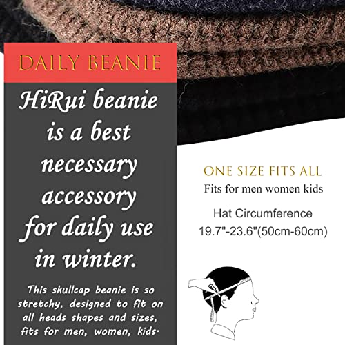 HiRui Knit Beanie Winter Hats Ear Covers for Men Women Kids-Warm Daily Headwear (Beige)