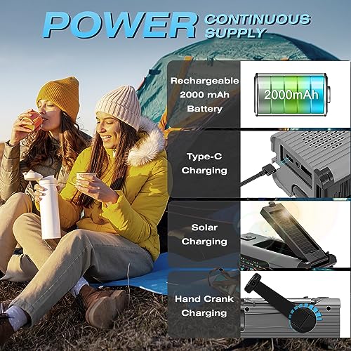 NITIGO Emergency Radio Hand Crank Radio USB Charged Portable Power Bank with Solar Charging, SOS Alarm, AM/FM/NOAA Rdios, 180° Rotate Reading Lamp, LED Flashlight for Camping, Home, Outdoor Emergency