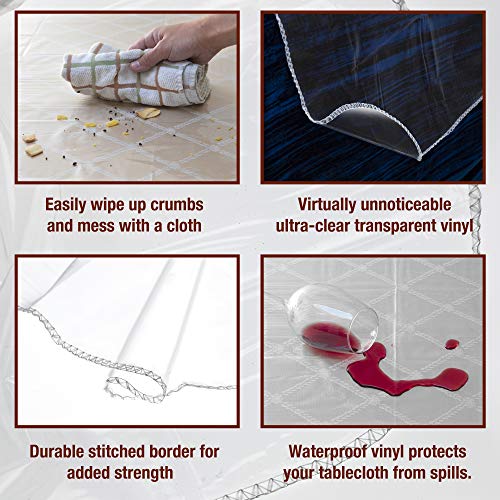 Elaine Karen Clear Plastic Table Cover Protector 100% Waterproof Table Protector Crystal Clear Plastic Tablecloth Cover for Dining Table Heavy Duty Vinyl, 60" x 108" Rectangle