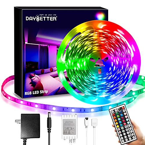 DAYBETTER SMD 5050 Remote Control Led Strip Lights 20ft, RGB Color Changing Led Strip with Remote Control for Room, Bedroom, Suitable for Home Decor, Living Room, Kitchen, Home Party Decoration, 12V