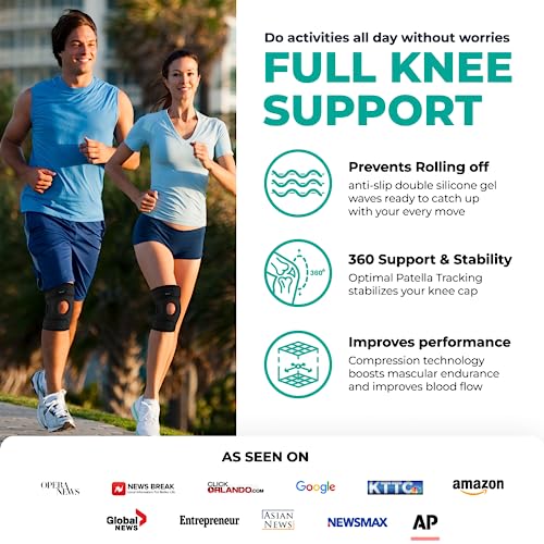 MODVEL ELITE Knee Brace for Women & Men with Side Stabilizers, Patella Gel Pads Brace for Meniscus Tear for Maximum Knee Pain Support - ACL Knee Braces for Running, Workout, Arthritis & Joint Recovery
