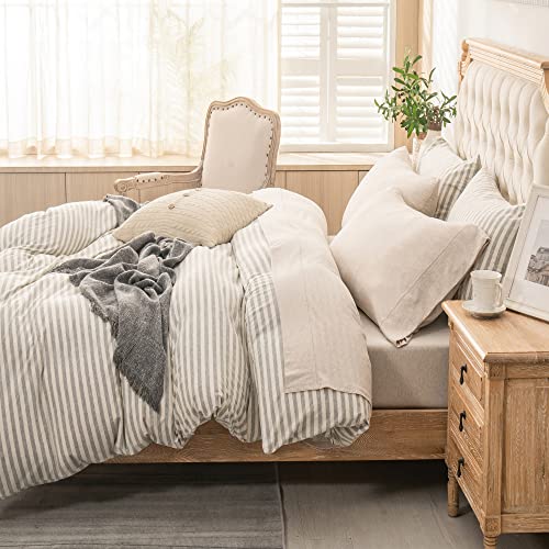 PURE ERA Jersey Knit 4pc Bed Sheet Set 100% T-Shirt Heather Cotton Super Soft Comfy Breathable Fits Mattress Up to 20" Extra Deep Pocket (Heather Navy Blue, Queen)