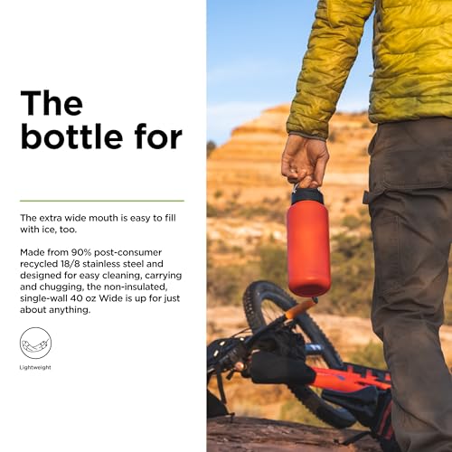 Klean Kanteen Wide Water Bottle with Loop Cap – Reusable Stainless Steel Water Bottle for Men and Women – 40 oz, Brushed Stainless