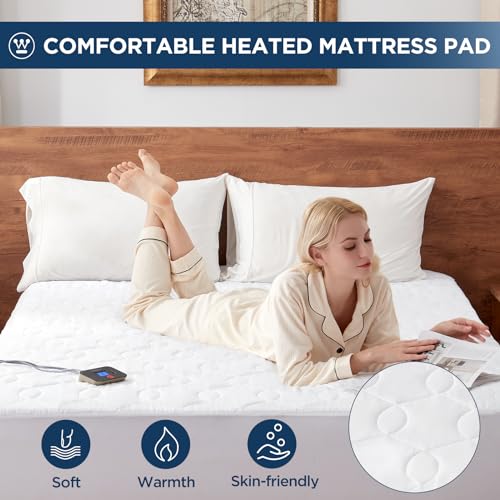 Westinghouse Full Size Heated Mattress Pad, Bed Warmer Electric Mattress Cover with 10 Heat Settings Dual Controller, 1-12H Auto Shut Off, Fit Up to 15" Deep Pocket, Machine Washable, 54x75 Inch