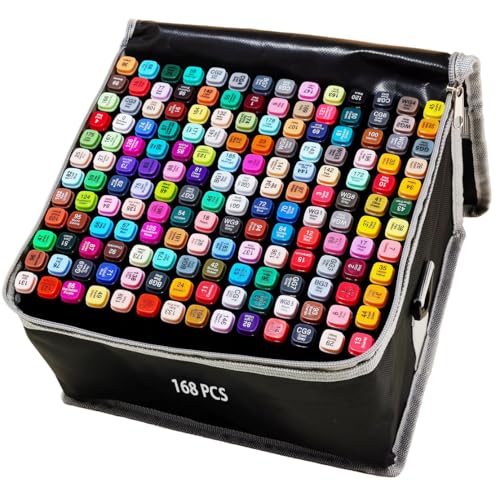 ATOPSTAR 80 Colors Alcohol Markers Artist Drawing Art for Kids Dual Tip Adult Coloring Painting Supplies Perfect Boys Girls Students Adult(80 Black Shell)