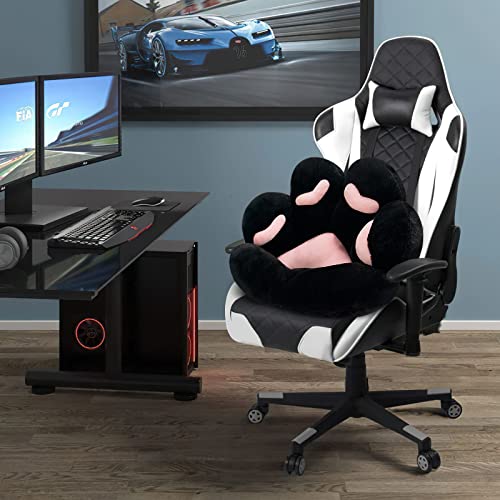 MOONBEEKI Cat Paw Cushion Chair Comfy Kawaii Chair Plush Seat Cushions Shape Lazy Pillow for Gamer Chair 24"x 22" Cozy Floor Cute Seat Kawaii for Girl Worker Gift, Dining Room Bedroom Decorate Black