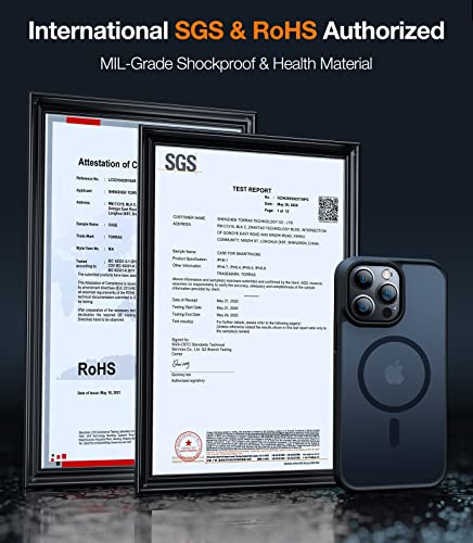 TORRAS Stronger Magnetic for iPhone 13 Pro Case, 12FT Military Grade Drop Tested, Compatible with MagSafe, Slim Protective Matte Silicone for iPhone 13 Pro Phone Case 6.1'', Translucent Black