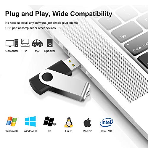 KEXIN 100 Pack 1GB USB Flash Drive Bulk Pack Thumb Drive Bundle USB Drives Jump Drive USB Stick 1 GB Swivel Design Memory Stick Black