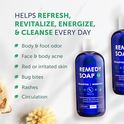 Truremedy Naturals Eucalyptus + Rosemary Body Wash - Body Wash for Therapeutic & Relaxing - Eucalyptus + Rosemary Body Wash (1 pk, 12 oz)