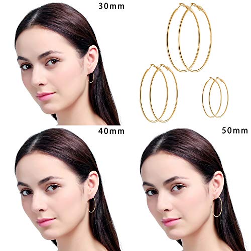 6 Pairs Stainless Steel gold silver Plated Hoop Earrings for Women Girls, Hypoallergenic Hoops Women's Earrings Loop Earrings Set