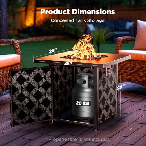 Ciays Propane Fire Pits 28″ Outdoor Gas Fire Pit, 50,000 BTU Square Fire Pit Table with Lava Rocks, 2-in-1 Fire Table with Removable Lid, CSA-Certified for Outside Patio, Parties, Backyard, Garden