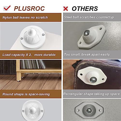 PlusRoc 4 Pack Self Adhesive Caster Wheels For Appliance, Load Capacity 14LBS Per Wheel, Mini Swivel Wheels Sliders Roller For Stand Mixers Air Fryers