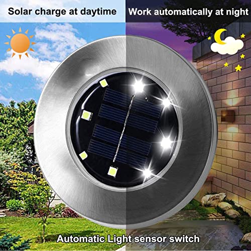 Rayolon Solar Ground Lights, Waterproof Solar Lights, Upgraded Outdoor Garden Waterproof Bright in-Ground Lights, Landscape Lights for Pathway,Yard,Deck,Lawn,Patio,Walkway (4 Pack White Light)