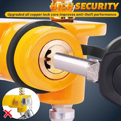 Turnart Trailer Lock, Hitch Lock, Trailer Hitch Lock, Trailer Coupler Lock, Trailer Tongue Lock, Adjustable, Heavy-Duty Steel, Universal Size Fits 1-7/8", 2", and 2-5/16" Couplers (Yellow-A)