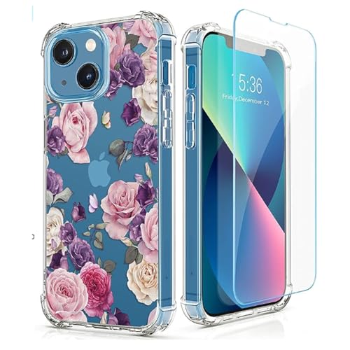 LeYi for Galaxy A54 5G Phone Case: A54 5G Case with Screen Protector and Bling Glitter Butterfly Design, Dual Layer Rugged PC Back & Soft TPU Shockproof Case for Women Girls, Blue